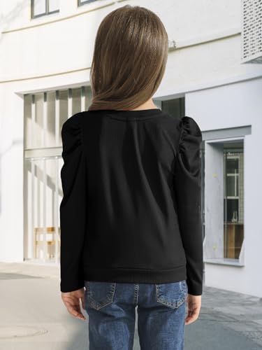 Girls Puff Long Sleeve Shirts Twist Front Lightweight T Shirt Kids Stylish Fall Tops Tee Blouse for Girls4