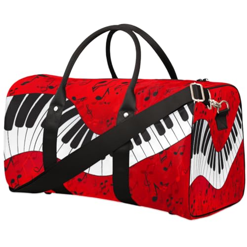 Piano Key Travel Duffel Bag, Music Note Sports Tote Gym Bag, Foldable Weekender Overnight Bag, Luggage Handle Bag for Women Men