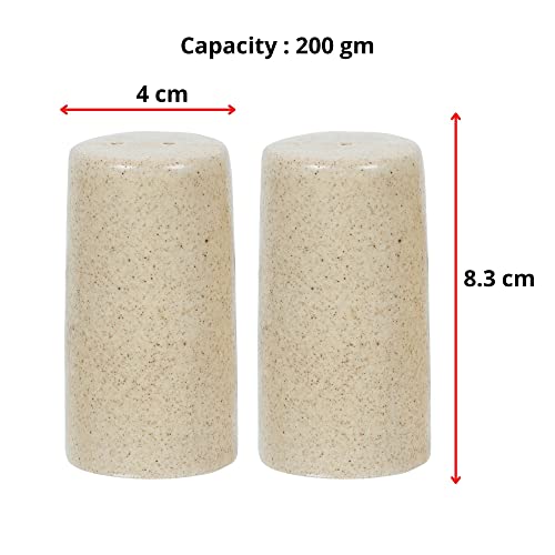 Image of QIMACPLUS Handcrafted Ceramic Salt and Pepper Shaker Set | Perfect Pour Holes for Kitchen, Dining Table, Picnic, Office, Restaurant, and Hotel | Set of 2 (Brown Matt)