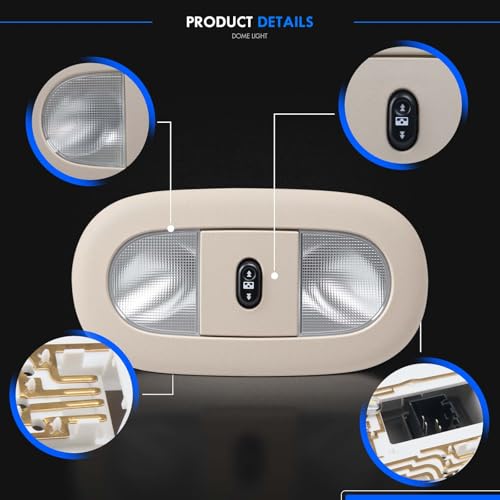 Image of LED Front Overhead Console Interior Dome Map Light w /Sunroof Switch, Tan | Compatible with Ford F250 F350 F450 F550 Super Duty 2008-2010, Replace# 8C3Z-25519A70-AA