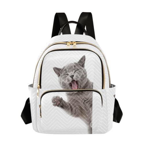 Sac à dos chat gris décontracté idéal pour vos sorties shopping citadines