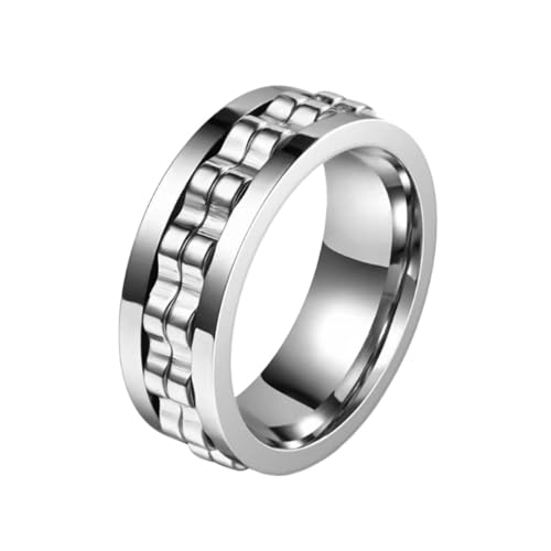 COYUN 1 Piezas Anillo Antiansiedad Antiestrés de 8 mm, Pulido Pesado, Accesorios de Moda, Anillos Hombre Negro, Acero Inoxidable Anillos Giratorios, Antiansiedad, Regalo para Hombres y Mujeres (Plata)