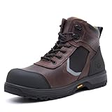 MWORK 6' Work Boots For Men Leather ASTM F2413-18 Composite Safety Toe EH Rated Arch Support Anti Fatigue