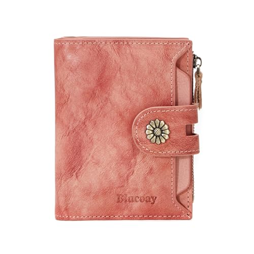 Image of Wallet Women,RFID Blocking Leather Womens Wallet Bifold Compact Card Holder Small Wallet for Women with Removable ID Window Pink
