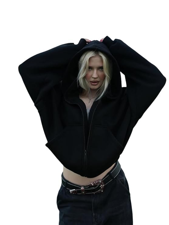 Unisex Black Balaclava Hoodie Full Zip Sweatshirt with Face Cover Regular Fit Long Sleeve Hooded Jacket for Casual, Travel & Winter Wear