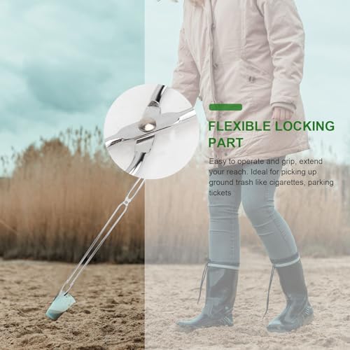 Image of Alipis Stainless Steel Scissor Tongs Garbage Clip Portable Pickup Tool for Grilling BBQ Outdoor Camping Park Clean-up for Cigarettes and Trash Collection