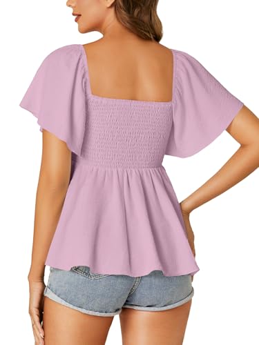 Image of LYANER Women's Square Neck Cute Peplum Top