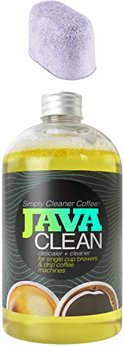 JAVA CLEAN Universal Coffee Machine Cleaner and Descaler - 16oz Bottle (4 cleans per bottle) + Charcoal Keurig Water Filter