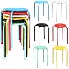 POWERSTONE Stackable Stools Set of 6, 17.5in Portable Stacking Bar Stool Colorful Classroom Stools with Iron Legs Round Nesting Chairs Flexible Seating for Home Office School