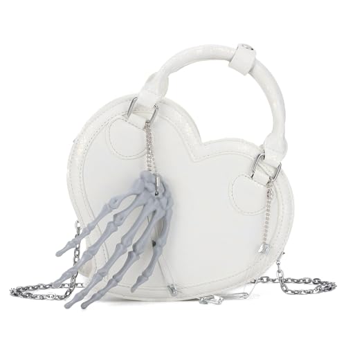 KUANG! Halloween Handbag Skull Hand Purse Heart Shaped Tote Bag Leopard Print Shoulder Crossbody Purse for Women