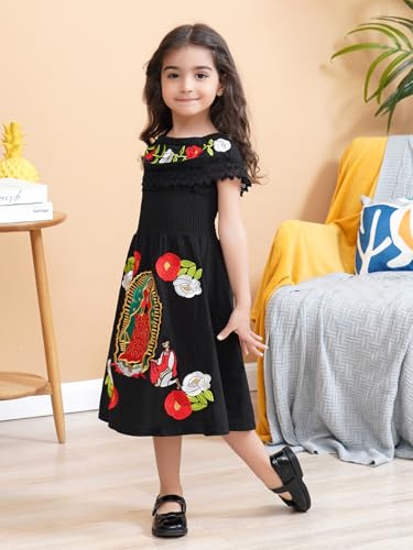 Image of Mexican Dress for Girls Traditional Vestidos Mexicanos Cinco de Mayo Embroidered Dresser Toddler Kids
