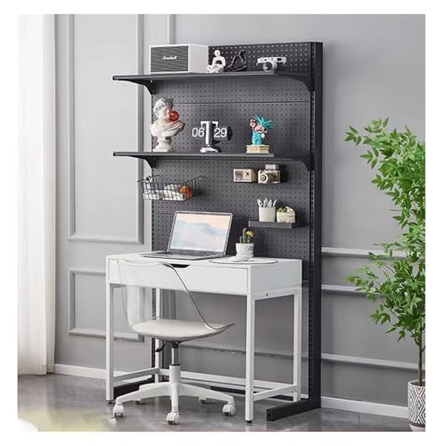 LJBMXL XUE&XIU Pegboard Display Stand, Commercial Supermarket Shelf with 2 Adjustable Shelves for Retail Convenience Grocery Office Supply Or Liquor Stores(Black,75x39x186cm)
