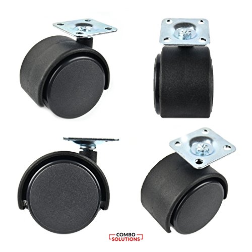 1.5 Inches Black Nylon Twin Wheel Swivel Plate Caster with 20 Screws