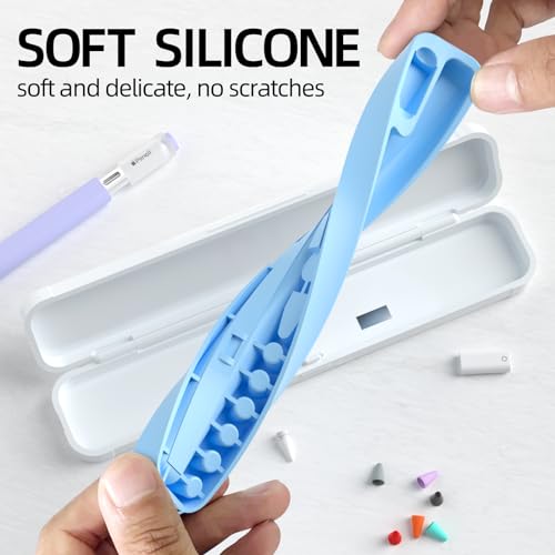 Image of AZF Hard PC&Silicone Magnetic case for Apple Pencil case(Apple Pencil Pro /2nd Gen /1st / (USB-C) / Pro and Samsung Galaxy S-Pen Series Pencil Protection Carrying Case. (Sky Blue)