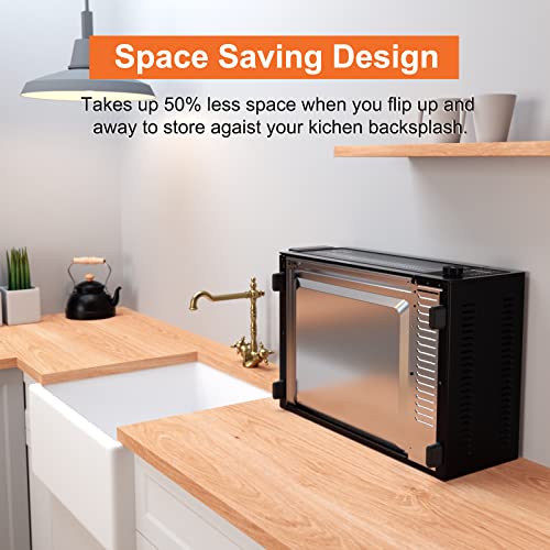 Air Fryer Toaster Oven Combo - Fabuletta 10-in-1 Countertop Convection Oven 1800W, Flip Up & Away Capability for Storage Space, Oil-Less Fit 12" Pizza, 9 Slices Toast, 5 Accessories (Black)