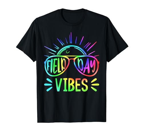 FIELD DAY VIBES 2023 Insegnante Bambini Groovy Tie Dye Hippie Maglietta