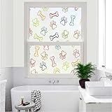 Frosted Window Film Cartoon Dog Window Door Glass Film Colorful Paws Non-Adhesive Privacy Window Film 3D Static Frosted Film W23.6 x L35.4
