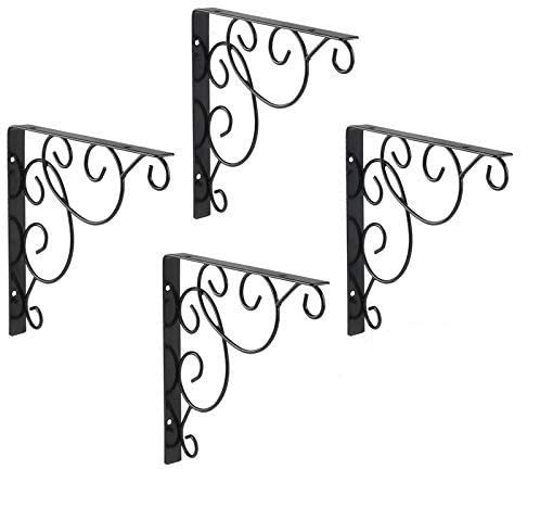 4PCS Support d'étagère Mural Métal-Support Équerre pour Étagère Triangulaire en Fer forgé pour Salle de Bains, Cuisine (4PCS)