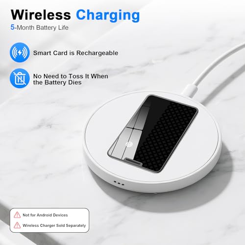 Image of Compatible with AirTag Wallet Tracker, Smart Card Finder, Apple MFi Compatible (iOS Only), App Controlled Anti Loss GPS Tracker, IP68 Waterproof, Item Locator for Luggage Tags, Purses (Grey)