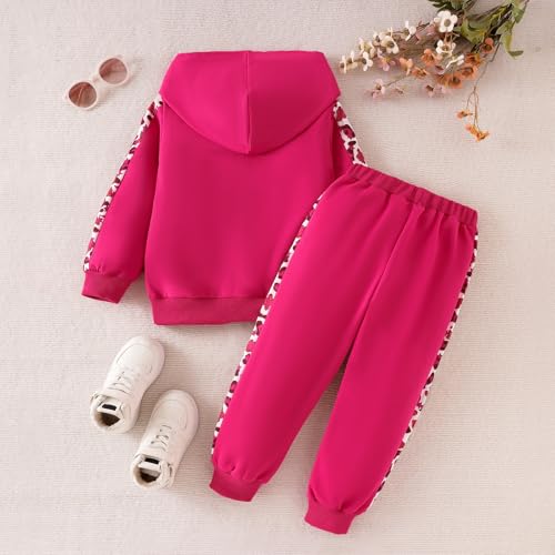 Image of Girls Clothes Fall Winter Toddler Outfits Leopard-print Hoodie Sweatshirt + Sweatpants 2 Piece Set 4-12 Years