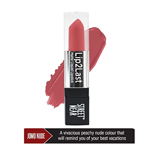 Image of STREET WEAR Lip2Last Matte Liquid Lipstick -JOMO Nude (Nude) - 5 ml - Transferproof, Smudgeproof, Mask Friendly, Non-Drying Formula, Enriched With Vitamin E - Lasts AM To PM! (Pack of 2)
