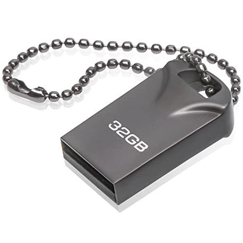 Memorias USB 32GB, Mini Pen Drive 32GB USB Stick Metal Impermeable USB Flash Drive 32 GB con Llavero Colgante para Almacenamiento de Datos Externo