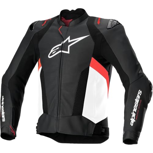 Alpinestars Missile V3 Airflow Blouson en cuir de moto perforé, noir/blanc/rouge, 46