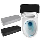 Bremorou 2 PCS Toilet Tank Lid Cover Black and Dark Gray Universal Washable Toilet Tank Cover Soft and Absorbent Replacement with Elastic Bottom for Bathroom Decor Accessories Polyester Fabric