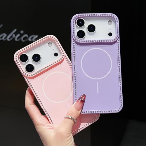 Coque magnétique iPhone 12 rose paillettes protection gel souple - 5