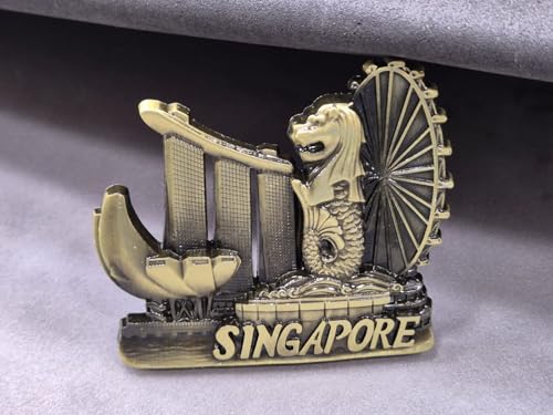 Image of DT DECTONE Regular Metal Fridge Magnet, Singapore 3D Metal Magnet for Fridge, Study Table, Office Desk, Premium Gift, Best Home Dcor Item for Travel Enthusiasts, Handmade Crafted Magnet-S1