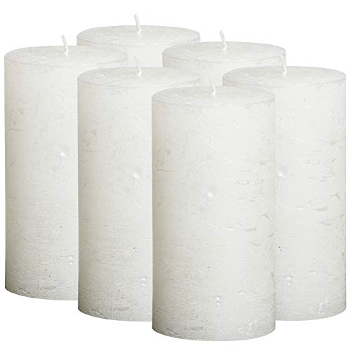BOLSIUS Rustic Metallic Set of 6 White Unscented Pillar Candles â€“ 2.75 X 7.5 Inches Decoration Dinner Party Wedding Candles â€“ Perfect Use for Home DÃ©cor - Church-Spa Candle â€“ Restaurant 190/68mâ€¦