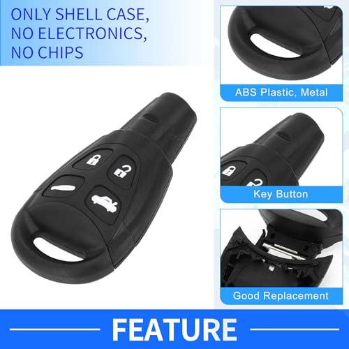 Coque de clé pour Saab 93 2007-2012 boîtier finition haute qualité