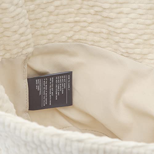 Undercontrol Gold Brass Label Corduroy Cotton Fall Winter Standard Size Foldable Korea Sun Protection Bucket Hat For Women (Wave Corduroy Milk) #TOP7