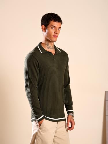 Image of Kvetoo Full Sleeve Winter Wear Woolen Collar Polo Sweater for Men