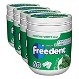 FREEDENT - Chewing-gum Menthe Verte sans sucres - Boîte de 60 dragées - Préparez la rentrée - 84g (Lot de 4)