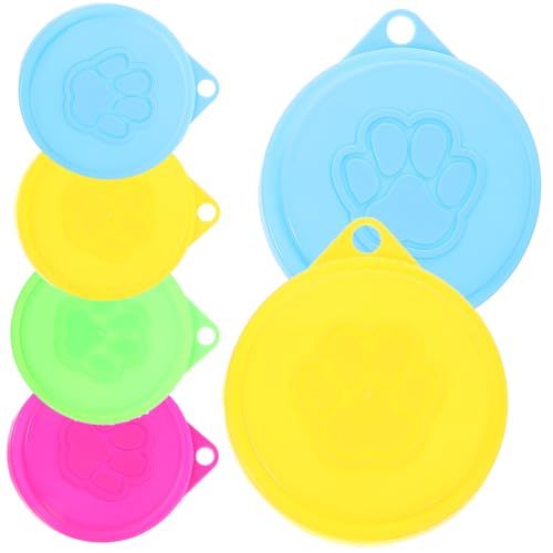 GRIRIW 6pcs Pet Can Covers Dog Cat Food Storage Lids Silicone Double-Layer Lid Reusable Seal Random Color