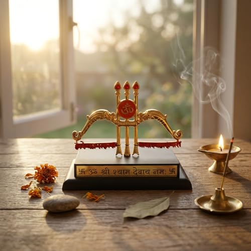 Image of HindCraft Khatu Shyam Car Dashboard Idol Showpiece - Shyam Baba Decorative Murti for Car, Home Temple, Office Desk, Spiritual Vastu Decor Gift Item