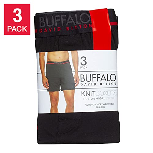 Men's 3 Pack Knit Boxers (Black/Black/Grey, Medium)4