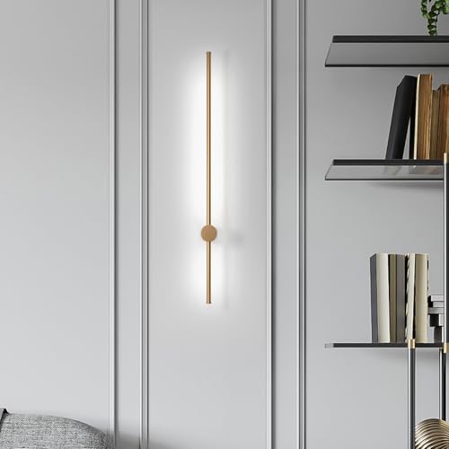 Líneas apliques minimalistas de aluminio y acrílico con acabado oro de 80cm