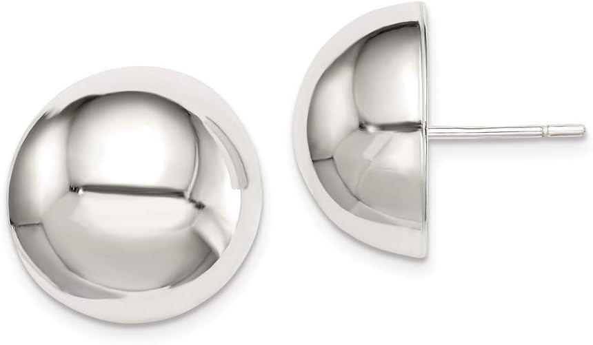 925 Sterling Silver 18mm Half Ball Earrings (18mm x 18mm)