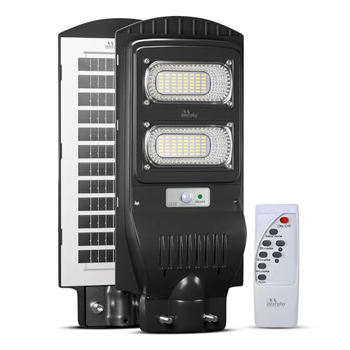 Image of Murphy 60W Solar Street Light | Light Output Equivalent to 9W LED | 96 SMD LEDs | 8Ah Battery | Dusk to Dawn Auto On /Off | Motion Sensor | IP65 Waterproof | Cool White | ABS Body | 1 Year Warranty