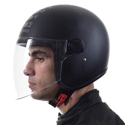 Image of Royal Enfield Open Face MLG Helmet with Clear Visor Matt Black & Grey, Size: XL(61-62cm)