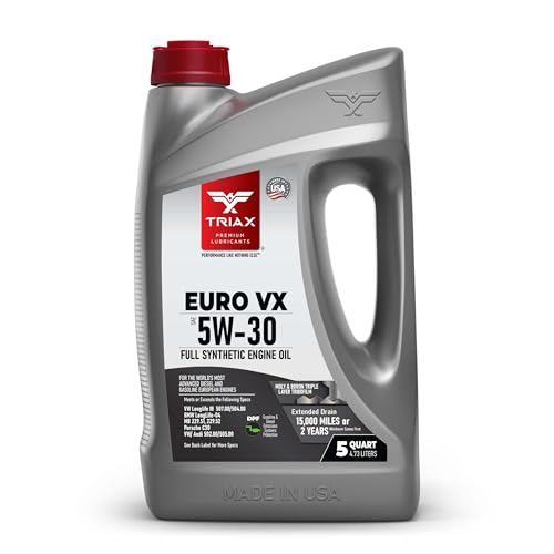 TRIAX Euro VX 5W-30 Full Synthetic Ester, Compatible with VW 507.00/504.00, VW Audi 502.00, 505.01, BMW LL-04, Porsche C30, ACEA C3, Mercedes 229.51, 229.5, 229.31 (5 Quart)