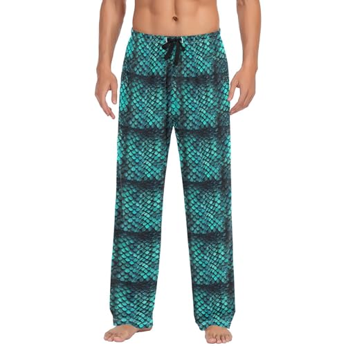 Men's Python Skin Pattern Pajama Pants with Elastic Waistband | Soft Lounge Sleepwear | Breathable Sleep Pants for Home（196）