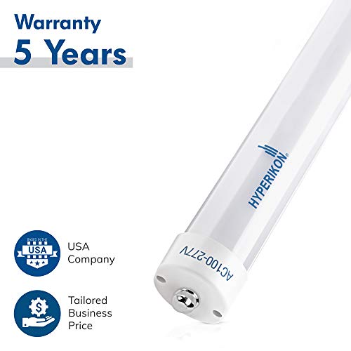 Hyperikon 8 Foot LED Tube, T8 T10 T12 36W=75W, Ballast Bypass, Frosted Lens, UL, Crystal White, 20 Pack