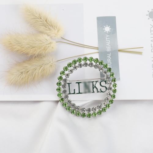 Image of UJIMS Link Sorority Gift Pretty Green and White Sorority Sister Brooch Pin Sisterhood Jewelry Greek Sorority Bracelet Graduation Gift
