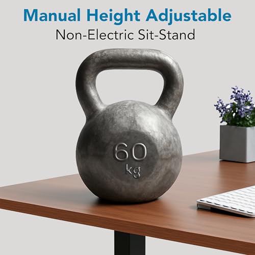 Image of YOODESK Manual Height Adjustable Table Frame Only for Office Work Non-Electric | 60 Kgs Load | Work Table for Home Sit Stand Desk with Smooth Hand Crank | 28 inch- 46 inch (71.12 cm * 116.84 cm) | Only Frame