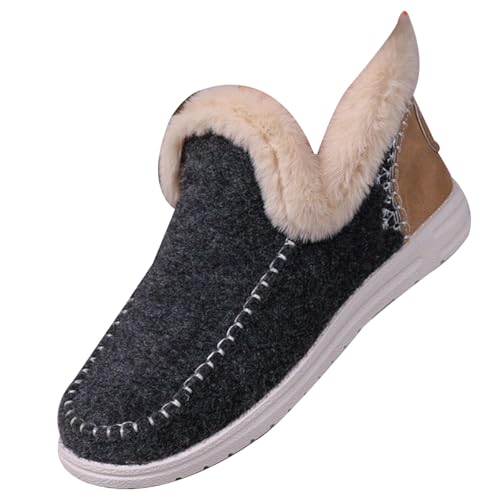Botas de invierno para mujer, forradas, de piel, botas de nieve, cálidas, de forro polar, zapatillas de deporte, botas de felpa forradas al aire libre, botas de trabajo, senderismo, zapatillas de