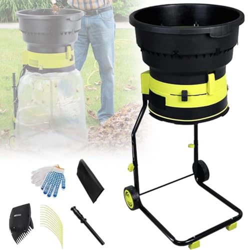 Trituradora De Hojas Eléctrica 2500 W Jardín Trituradora Ramas De árboles,Reducción 17:1,Abertura De Tolva Alimentación 54 Cm Con Ruedas Y Bolsa Recolectora,Para Doméstico Y Granjas