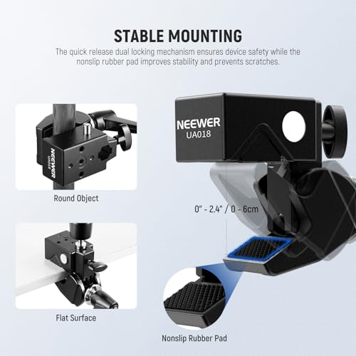 Image of NEEWER 21 inch Magic Arm Camera Mount with Super Clamp, Overhead Desk Mount with 360 Dual Ball Head, 1 /4 inch 3 /8 inch 5 /8 inch Stud Adapter for PA073 PA074 Phone Cage Rig DSLR Camera Monitor Video Light, UA018